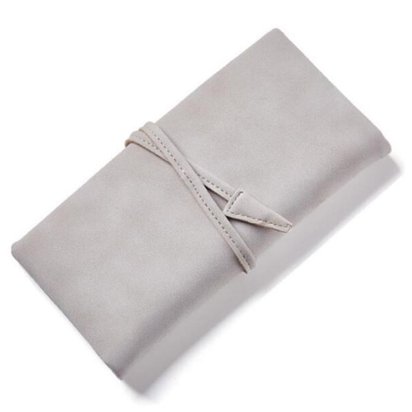 K. Ray Collective Handbags - Leather Wrap around wallet/clutch in grey